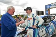 5 May 2019; Craig Breen being interviewed by Michael Lyster after winning the Rally Of The Lakes in Killarney during Day Two Rally of the Lakes, Round 4 of the 2019 Tarmac Rally Championship in Killarney, Co Kerry.  Photo by Philip Fitzpatrick/Sportsfile
