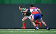 5 May 2019; Andy Moran of Mayo in action against Gerard McCartan of New York during the Connacht GAA Football Senior Championship Quarter-Final match between New York and Mayo at Gaelic Park in New York, USA. Photo by Piaras Ó Mídheach/Sportsfile