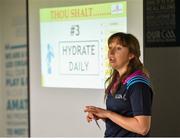 6 May 2019; LGFA Gaelic4Teens ambassador Sinéad Delahunty speaking during a Lifestyle Balance seminar during the 2019 Gaelic4Teens Activity Day at the GAA National Games Development Centre in Abbotstown, Dublin. Photo by Seb Daly/Sportsfile