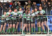 6 May 2019; Naas players lifting the cup after the Leinster Rugby U13 McGowan Cup Final match between Mullingar and Naas at Energia Park in Dublin. Photo by Eóin Noonan/Sportsfile
