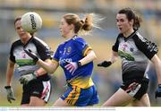 20 April 2019; Una Higgins of Roscommon in action against Amanda McLoone and Honor Ennis of Sligo during the Lidl NFL Division 3 semi-final match between Sligo and Roscommon at Glennon Brothers Pearse Park in Longford. Photo by Matt Browne/Sportsfile