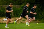 6 May 2019; Jordan Larmour, left, Garry Ringrose and Jonathan Sexton during Leinster Rugby squad training at Rosemount in UCD, Dublin. Photo by Ramsey Cardy/Sportsfile