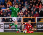 6 May 2019; Conor Carty of Republic of Ireland in action against Štepán Starý of Czech Republic during the 2019 UEFA European Under-17 Championships Group A match between Republic of Ireland and Czech Republic at the Regional Sports Centre in Waterford. Photo by Stephen McCarthy/Sportsfile