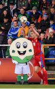 6 May 2019; Tournament mascot Barry the Bodhran during the 2019 UEFA European Under-17 Championships Group A match between Republic of Ireland and Czech Republic at the Regional Sports Centre in Waterford. Photo by Stephen McCarthy/Sportsfile