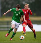 6 May 2019; Conor Carty of Republic of Ireland in action against David Pech of Czech Republic during the 2019 UEFA European Under-17 Championships Group A match between Republic of Ireland and Czech Republic at the Regional Sports Centre in Waterford. Photo by Stephen McCarthy/Sportsfile