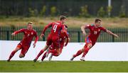 6 May 2019; Václav Sejk of Czech Republic, right, celebrates after scoring his side's first goal during the 2019 UEFA European Under-17 Championships Group A match between Republic of Ireland and Czech Republic at the Regional Sports Centre in Waterford. Photo by Stephen McCarthy/Sportsfile