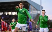 6 May 2019; Andrew Omobamidele of Republic of Ireland celebrates after scoring his side's first goal during the 2019 UEFA European Under-17 Championships Group A match between Republic of Ireland and Czech Republic at the Regional Sports Centre in Waterford. Photo by Stephen McCarthy/Sportsfile