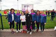 6 May 2019; Representatives from Emyvale, Co. Monaghan, are presented with their certifcate by LGFA Gaelic4Teens ambassadors, from left, Cliodhna O'Connor, Fiona McHale, Jackie Kinch, Sinéad Delahunty and Sharon Courtney following the 2019 Gaelic4Teens Activity Day at the GAA National Games Development Centre in Abbotstown, Dublin. Photo by Seb Daly/Sportsfile