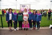 6 May 2019; Representatives from Knockbride, Co. Cavan, are presented with their certifcate by LGFA Gaelic4Teens ambassadors, from left, Cliodhna O'Connor, Fiona McHale, Jackie Kinch, Sinéad Delahunty and Sharon Courtney following the 2019 Gaelic4Teens Activity Day at the GAA National Games Development Centre in Abbotstown, Dublin. Photo by Seb Daly/Sportsfile