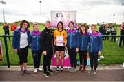 6 May 2019; Representatives from Listowel Emmets, Co. Kerry, are presented with their certifcate by LGFA Gaelic4Teens ambassadors, from left, Cliodhna O'Connor, Fiona McHale, Jackie Kinch, Sinéad Delahunty and Sharon Courtney following the 2019 Gaelic4Teens Activity Day at the GAA National Games Development Centre in Abbotstown, Dublin. Photo by Seb Daly/Sportsfile