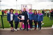6 May 2019; Representatives from Cooraclare, Co. Clare, are presented with their certifcate by LGFA Gaelic4Teens ambassadors, from left, Cliodhna O'Connor, Fiona McHale, Jackie Kinch, Sinéad Delahunty and Sharon Courtney following the 2019 Gaelic4Teens Activity Day at the GAA National Games Development Centre in Abbotstown, Dublin. Photo by Seb Daly/Sportsfile