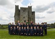 7 May 2019; International team managers Mick McCarthy and Colin Bell visited Trim Castle and the Knightsbrook Hotel today to officially launch the 2019 Football Association of Ireland AGM and Festival of Football. The Royal County will host both events for the first time at the end of July, culminating with the Association’s AGM at the popular Knightsbrook hotel on Saturday, July 27th. All 38 clubs in Meath will receive visits from FAI management, former internationals and coaching staff during the week long festivities. Clubs will also benefit from financial aid and coaching assistance as Meath becomes the 13th host of the Festival of Football which launched in 2007. This year’s Festival is supported by Meath County Council and the Meath Local Sports Partnership. Republic of Ireland manager Mick McCarthy, Barry Ferguson, FAI Football Development Officer, Meath, and Republic of Ireland women's national team manager Colin Bell with pupils of 4th Class in St Anne's Loreto Primary School, Navan. Photo by Stephen McCarthy/Sportsfile