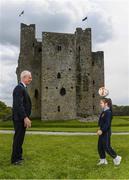 7 May 2019; International team managers Mick McCarthy and Colin Bell visited Trim Castle and the Knightsbrook Hotel today to officially launch the 2019 Football Association of Ireland AGM and Festival of Football. The Royal County will host both events for the first time at the end of July, culminating with the Association’s AGM at the popular Knightsbrook hotel on Saturday, July 27th. All 38 clubs in Meath will receive visits from FAI management, former internationals and coaching staff during the week long festivities. Clubs will also benefit from financial aid and coaching assistance as Meath becomes the 13th host of the Festival of Football which launched in 2007. This year’s Festival is supported by Meath County Council and the Meath Local Sports Partnership. At the launch is Republic of Ireland manager Mick McCarthy with Holly O'Rourke, a pupil of 4th Class in St Anne's Loreto Primary School, Navan, at Trim Castle. Photo by Stephen McCarthy/Sportsfile