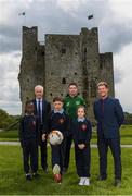 7 May 2019; International team managers Mick McCarthy, and Colin Bell visited Trim Castle and the Knightsbrook Hotel today to officially launch the 2019 Football Association of Ireland AGM and Festival of Football. The Royal County will host both events for the first time at the end of July, culminating with the Association’s AGM at the popular Knightsbrook hotel on Saturday, July 27th. All 38 clubs in Meath will receive visits from FAI management, former internationals and coaching staff during the week long festivities. Clubs will also benefit from financial aid and coaching assistance as Meath becomes the 13th host of the Festival of Football which launched in 2007. This year’s Festival is supported by Meath County Council and the Meath Local Sports Partnership. At the launch is Republic of Ireland manager Mick McCarthy, Barry Ferguson, FAI Football Development Officer, Meath, and Republic of Ireland women's team manager Colin Bell with, from left, Denzel Boaitey, Bobby Gaffney and Holly O'Rourke, pupils of 4th Class in St Anne's Loreto Primary School, Navan, at Trim Castle. Photo by Stephen McCarthy/Sportsfile