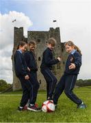 7 May 2019; International team managers Mick McCarthy and Colin Bell visited Trim Castle and the Knightsbrook Hotel today to officially launch the 2019 Football Association of Ireland AGM and Festival of Football. The Royal County will host both events for the first time at the end of July, culminating with the Association’s AGM at the popular Knightsbrook hotel on Saturday, July 27th. All 38 clubs in Meath will receive visits from FAI management, former internationals and coaching staff during the week long festivities. Clubs will also benefit from financial aid and coaching assistance as Meath becomes the 13th host of the Festival of Football which launched in 2007. This year’s Festival is supported by Meath County Council and the Meath Local Sports Partnership. At the launch are, from left, Aisling McIlwaine, Miska Kosalko, Jack Reilly and Ashley Kosturik, pupils of 4th Class in St Anne's Loreto Primary School, Navan, at Trim Castle. Photo by Stephen McCarthy/Sportsfile