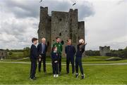 7 May 2019; International team managers Mick McCarthy, right, and Colin Bell visited Trim Castle and the Knightsbrook Hotel today to officially launch the 2019 Football Association of Ireland AGM and Festival of Football. The Royal County will host both events for the first time at the end of July, culminating with the Association’s AGM at the popular Knightsbrook hotel on Saturday, July 27th. All 38 clubs in Meath will receive visits from FAI management, former internationals and coaching staff during the week long festivities. Clubs will also benefit from financial aid and coaching assistance as Meath becomes the 13th host of the Festival of Football which launched in 2007. This year’s Festival is supported by Meath County Council and the Meath Local Sports Partnership. At the launch is Republic of Ireland manager Mick McCarthy, Barry Ferguson, FAI Football Development Officer, Meath, and Republic of Ireland women's team manager Colin Bell with, from left,  Bobby Gaffney, Holly O'Rourke and Denzel Boaitey, pupils of 4th Class in St Anne's Loreto Primary School, Navan, at Trim Castle. Photo by Stephen McCarthy/Sportsfile
