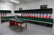 5 May 2019; A general view of the New York dressing room before the Connacht GAA Football Senior Championship Quarter-Final match between New York and Mayo at Gaelic Park in New York, USA. Photo by Piaras Ó Mídheach/Sportsfile