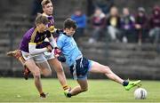 8 May 2019; Dara Fagan of Dublin in action against Brian Cushe of Wexford during the Electric Ireland Leinster GAA Football Minor Championship Round 2 match between Wexford and Dublin at Bellefield in Wexford. Photo by Matt Browne/Sportsfile