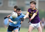 8 May 2019; Rory Connolly of Wexford in action against Sean Kinsella of Dublin during the Electric Ireland Leinster GAA Football Minor Championship Round 2 match between Wexford and Dublin at Bellefield in Wexford. Photo by Matt Browne/Sportsfile