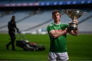 9 May 2019; Cathal Freeman of Mayo with the Nicky Rackard Cup in attendance at the official launch of Joe McDonagh, Christy Ring, Nicky Rackard and Lory Meagher Competitions at Croke Park in Dublin. Photo by Stephen McCarthy/Sportsfile