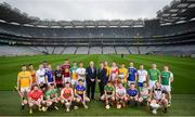 9 May 2019; Uachtaráin Cumann Lúthchleas Gael John Horan and Paul Flynn, GPA CEO, centre, in attendance with hurlers from the participating counties at the official launch of Joe McDonagh, Christy Ring, Nicky Rackard and Lory Meagher Competitions at Croke Park in Dublin. Photo by David Fitzgerald/Sportsfile