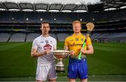 9 May 2019; Christy Ring Cup hurlers Martin Fitzgerald of Kildare, left, and Naos Connaughton of Roscommon in attendance at the official launch of Joe McDonagh, Christy Ring, Nicky Rackard and Lory Meagher Competitions at Croke Park in Dublin. Photo by David Fitzgerald/Sportsfile