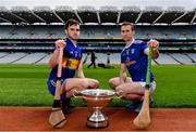 9 May 2019; Eoin Doyle of Lancashire, left, and Kevin Conneely of Cavan, pictured with the Lory Meagher Cup at the official launch of Joe McDonagh, Christy Ring, Nicky Rackard and Lory Meagher Competitions at Croke Park in Dublin. Photo by Sam Barnes/Sportsfile