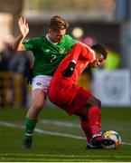 9 May 2019; Jérémy Landu of Belgium in action against Matt Everitt of Republic of Ireland during the 2019 UEFA European Under-17 Championships Group A match between Belgium and Republic of Ireland at Tallaght Stadium in Dublin. Photo by Stephen McCarthy/Sportsfile