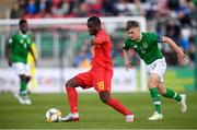 9 May 2019; Chris Kalulika of Belgium in action against Séamas Keogh of Republic of Ireland during the 2019 UEFA European Under-17 Championships Group A match between Belgium and Republic of Ireland at Tallaght Stadium in Dublin. Photo by Stephen McCarthy/Sportsfile