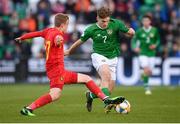 9 May 2019; Matt Everitt of Republic of Ireland in action against Hugo Siquet of Belgium during the 2019 UEFA European Under-17 Championships Group A match between Belgium and Republic of Ireland at Tallaght Stadium in Dublin. Photo by Stephen McCarthy/Sportsfile