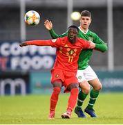 9 May 2019; Jérémy Doku of Belgium in action against Sean McEvoy of Republic of Ireland during the 2019 UEFA European Under-17 Championships Group A match between Belgium and Republic of Ireland at Tallaght Stadium in Dublin. Photo by Stephen McCarthy/Sportsfile