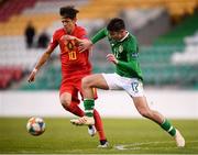 9 May 2019; Sean Kennedy of Republic of Ireland in action against Mathias De Wolf of Belgium during the 2019 UEFA European Under-17 Championships Group A match between Belgium and Republic of Ireland at Tallaght Stadium in Dublin. Photo by Stephen McCarthy/Sportsfile