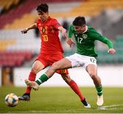 9 May 2019; Sean Kennedy of Republic of Ireland in action against Mathias De Wolf of Belgium during the 2019 UEFA European Under-17 Championships Group A match between Belgium and Republic of Ireland at Tallaght Stadium in Dublin. Photo by Stephen McCarthy/Sportsfile