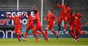 9 May 2019; Belgium players celebrate after Chris Kalulika, 18, scored their goal during the 2019 UEFA European Under-17 Championships Group A match between Belgium and Republic of Ireland at Tallaght Stadium in Dublin. Photo by Stephen McCarthy/Sportsfile