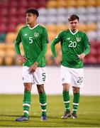 9 May 2019; Andrew Omobamidele, left, and Joshua Giurgi of Republic of Ireland following the 2019 UEFA European Under-17 Championships Group A match between Belgium and Republic of Ireland at Tallaght Stadium in Dublin. Photo by Stephen McCarthy/Sportsfile