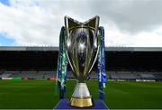 10 May 2019; A general view of the Heineken Champions Cup trophy at St James' Park in Newcastle Upon Tyne, England. Photo by Ramsey Cardy/Sportsfile