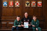 10 May 2019; Rob Cornwall of Bohemians with Kaylem O'Reilly, left, and Cian Fuller during the Bohemians FC, More Than A Club, certificate presentation to pupils from St Catherines Senior School, Cabra, St Gabriels NS, Arbour Hill, and St Finbarr's BNS, Cabra, St Laurence O'Toole's, Seville Place, at the Mansion House in Dublin. Photo by Stephen McCarthy/Sportsfile