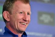 10 May 2019; Head coach Leo Cullen during a Leinster press conference at St James' Park in Newcastle Upon Tyne, England.  Photo by Brendan Moran/Sportsfile