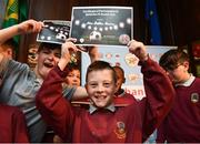 10 May 2019; Alex Butler Quinn of St Finbarr's BNS, Cabra, during the Bohemians FC, More Than A Club, certificate presentation to pupils from St Catherine's Senior School, Cabra, St Gabriels NS, Arbour Hill, and St Finbarr's BNS, Cabra, St Laurence O'Toole's, Seville Place, at the Mansion House in Dublin. Photo by Stephen McCarthy/Sportsfile