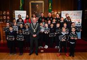 10 May 2019; Lord Mayor of Dublin Nial Ring with pupils of St Gabriels NS, Arbour Hill, during the Bohemians FC, More Than A Club, certificate presentation to pupils from St Catherine's Senior School, Cabra, St Gabriels NS, Arbour Hill, and St Finbarr's BNS, Cabra, St Laurence O'Toole's, Seville Place, at the Mansion House in Dublin. Photo by Stephen McCarthy/Sportsfile