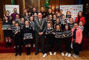 10 May 2019; Lord Mayor of Dublin Nial Ring with pupils of St Catherines Senior School, Cabra, during the Bohemians FC, More Than A Club, certificate presentation to pupils from St Catherine's Senior School, Cabra, St Gabriels NS, Arbour Hill, and St Finbarr's BNS, Cabra, St Laurence O'Toole's, Seville Place, at the Mansion House in Dublin. Photo by Stephen McCarthy/Sportsfile