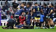 10 May 2019; Morgan Parra of ASM Clermont Auvergne goes down with an injury before being taken off during the Heineken Challenge Cup Final match between ASM Clermont Auvergne and La Rochelle at St James' Park in Newcastle Upon Tyne, England. Photo by Brendan Moran/Sportsfile