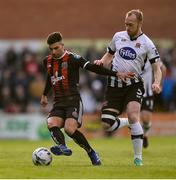 10 May 2019; Daniel Mandroiu of Bohemians in action against Chris Shields of Dundalk during the SSE Airtricity League Premier Division match between Bohemians and Dundalk at Dalymount Park in Dublin. Photo by Ben McShane/Sportsfile