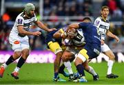10 May 2019; Jean-Charles Orioli of La Rochelle is tackled by Fritz Lee of ASM Clermont Auvergne during the Heineken Challenge Cup Final match between ASM Clermont Auvergne and La Rochelle at St James' Park in Newcastle Upon Tyne, England. Photo by Ramsey Cardy/Sportsfile