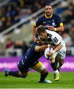 10 May 2019; Marc Andreu of La Rochelle is tackled by Alexandre Lapandry of ASM Clermont Auvergne during the Heineken Challenge Cup Final match between ASM Clermont Auvergne and La Rochelle at St James' Park in Newcastle Upon Tyne, England. Photo by Ramsey Cardy/Sportsfile