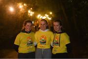 11 May 2019; Thousands of people across 202 locations worldwide walked together in hope against suicide at this year’s Darkness Into Light, proudly supported by Electric Ireland, raising vital funds to ensure Pieta can continue to provide critical support in the fight against suicide. Participants Lauren Connor from sandyford, Dublin, Emily Bradford from Blackrock, Dublin and Ciara Cullen from Blackrock, Dublin at the Darkness Into Light event at Marlay Park in Rathfarnham, Dublin. Photo by Eóin Noonan/Sportsfile