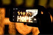 11 May 2019; Thousands of people across 202 locations worldwide walked together in hope against suicide at this year’s Darkness Into Light, proudly supported by Electric Ireland, raising vital funds to ensure Pieta can continue to provide critical support in the fight against suicide. A participant photographs the HOPE sign at the Darkness Into Light event in the Phoenix Park in Dublin. Photo by Ray McManus/Sportsfile