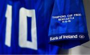 11 May 2019; The jersey of Jonathan Sexton hangs in the Leinster dressing room ahead of the Heineken Champions Cup Final match between Leinster and Saracens at St James' Park, Newcastle Upon Tyne, England. Photo by Ramsey Cardy/Sportsfile