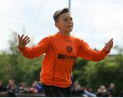 11 May 2019; Andy Paraschiv of St Kevin's Boys celebrates after scoring a goal during the U12 SFAI Cup Final 2019 match between Shamrock Rovers and St Kevin's Boys at Oscar Traynor Centre in Dublin. Photo by Michael P. Ryan/Sportsfile