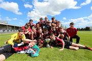 11 May 2019; Cherry Orchard players celebrate with the trophy following the U14 SFAI Cup Final match between Belvedere FC and Cherry Orchard at Oscar Traynor Centre in Dublin. Photo by Michael P. Ryan/Sportsfile